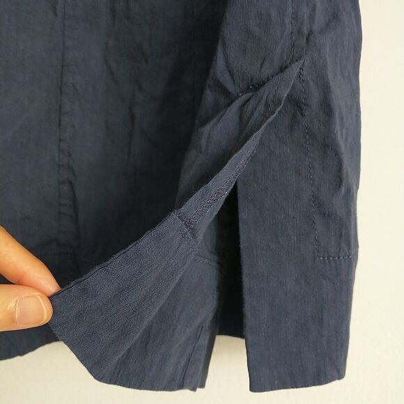 MM LAFLEUR Top Tunic Blouse Women 8 Blue The Angelina Stretch Linen Blend Office - Picture 3 of 7